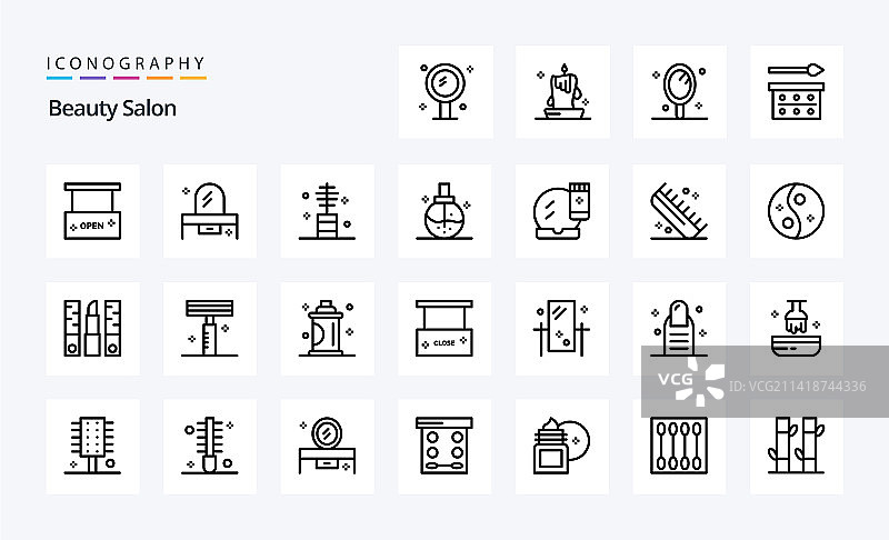 25个美容沙龙线性图标包图片素材