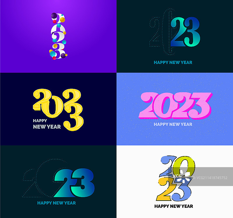 大套2023快乐新年标志文字设计图片素材