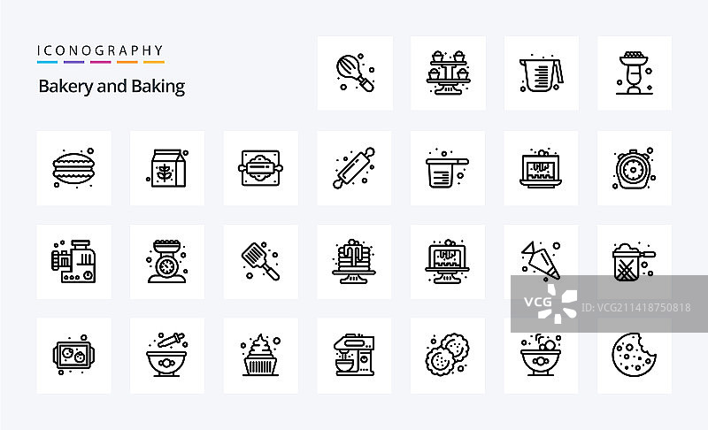25个烘焙线性图标包图片素材