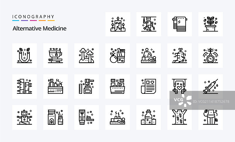 25个另类医药线性图标包图片素材