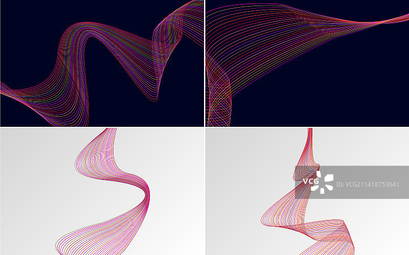 4组几何波浪背景图片素材