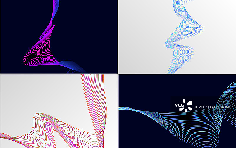 4组几何波浪背景图片素材
