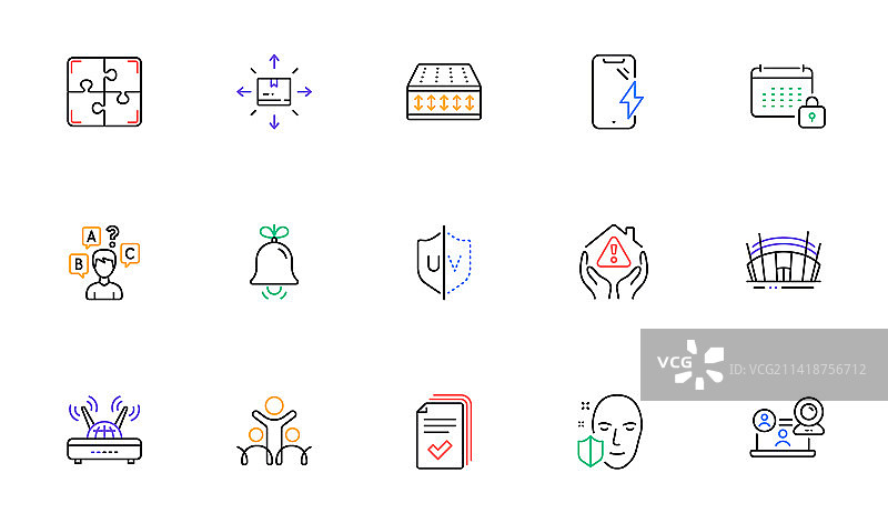 问答测试智能手机充电和无线网络线路图标图片素材