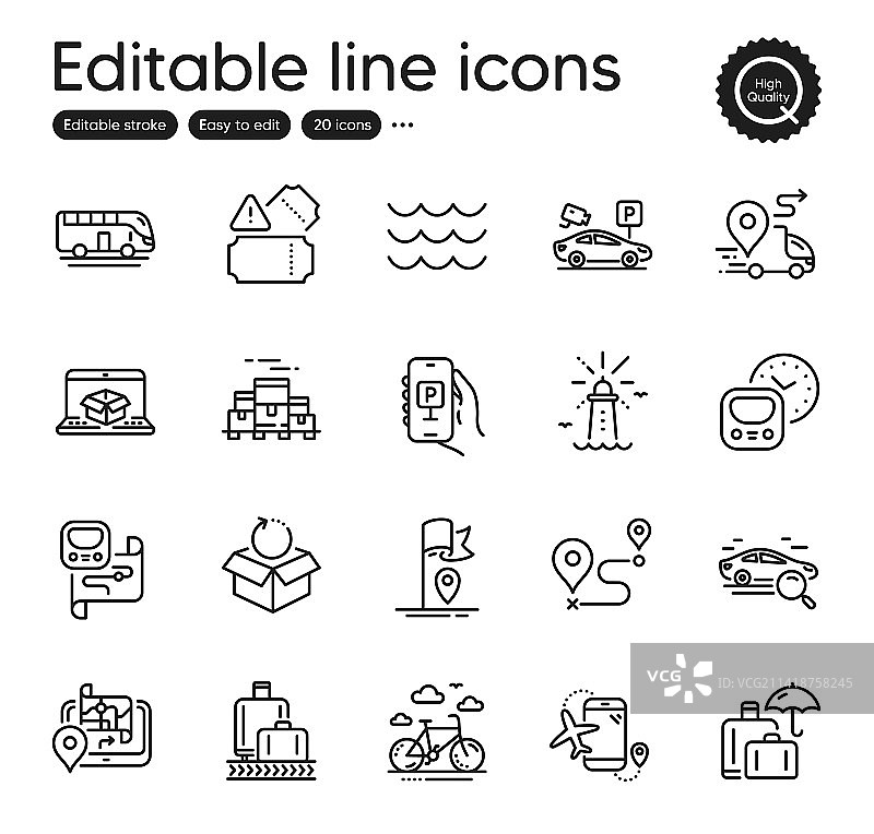 交通线条图标集合图片素材