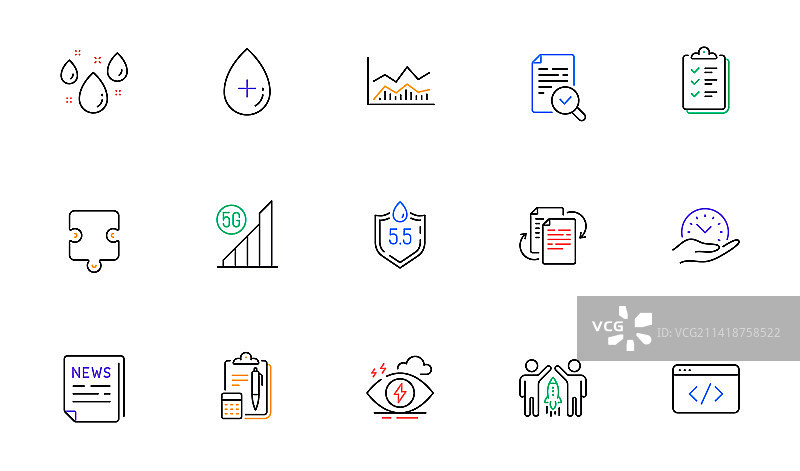 虚假新闻拼图检查线性图标图片素材