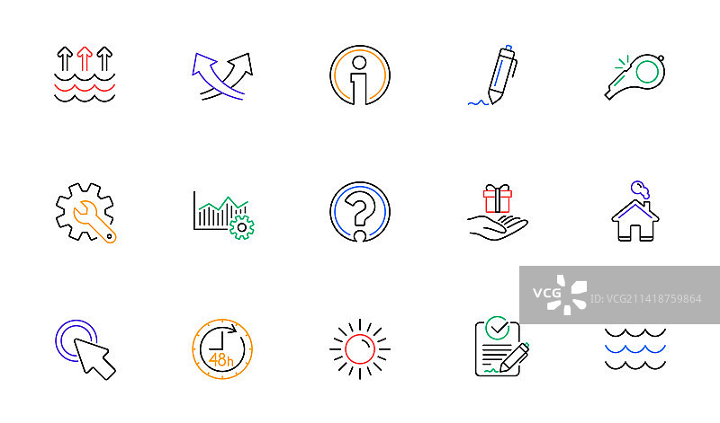 海浪、口哨与全球变暖线性图标图片素材