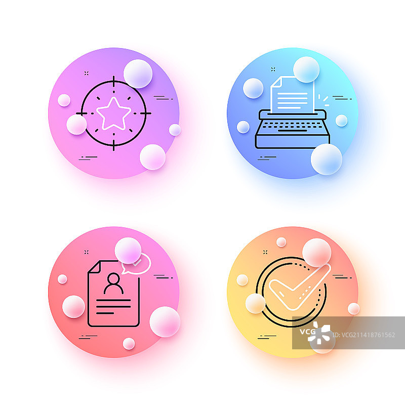 已确认的星星目标和打字机极简线条图片素材