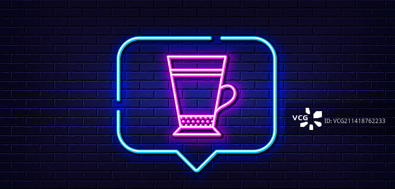 拿铁咖啡图标热饮标志霓虹灯图片素材