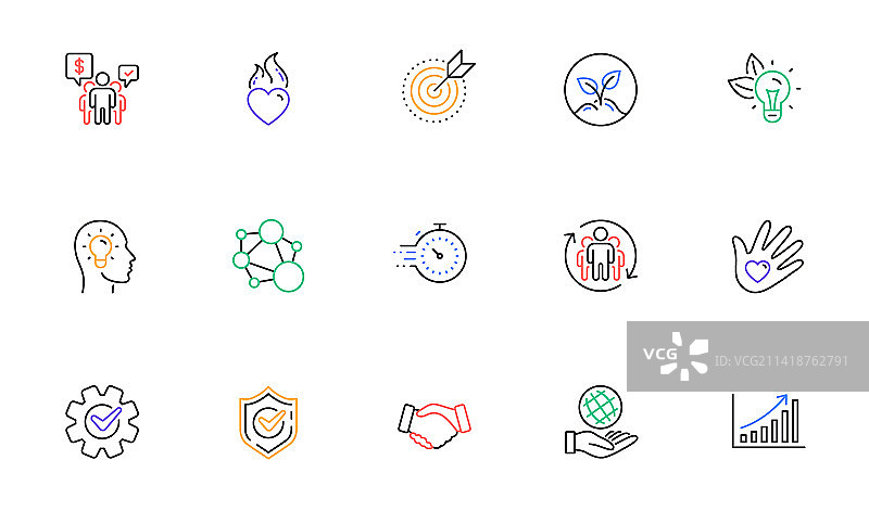 核心价值观线性图标：诚信目标宗旨图片素材