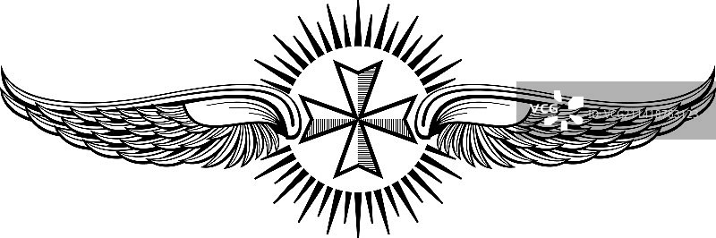 带翅膀的十字架徽章宗教雕刻图片素材