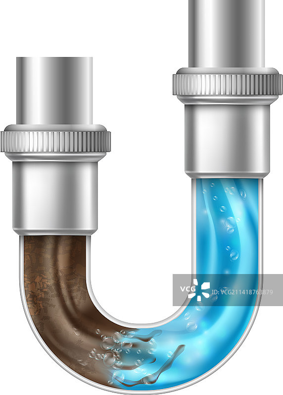 管道堵塞逼真管道排水污垢图片素材