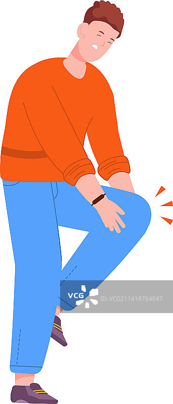 膝盖受伤的年轻男人，腿部疼痛图片素材