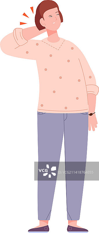 颈部疼痛的年轻女子图片素材