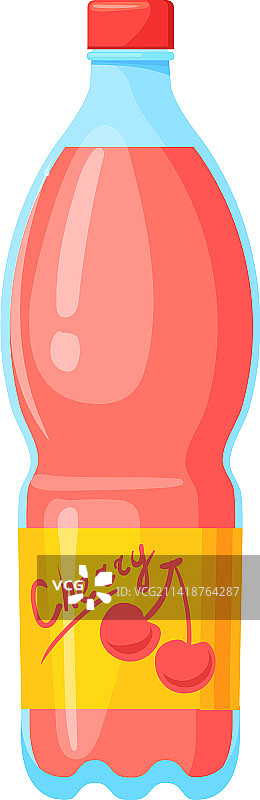 卡通樱桃汁塑料瓶饮料图标图片素材