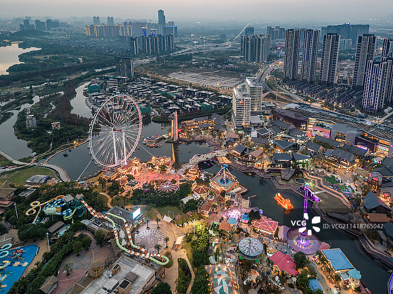 佛山顺德欢乐口岸航拍夜景图片素材