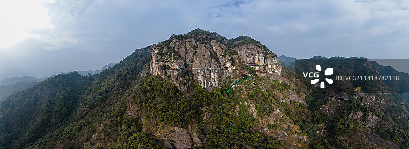 浙江建德大慈岩景区无人机高空航拍长画幅全景图图片素材