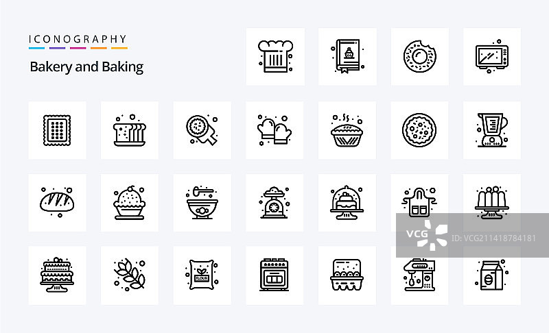 25个烘焙线性图标包图片素材