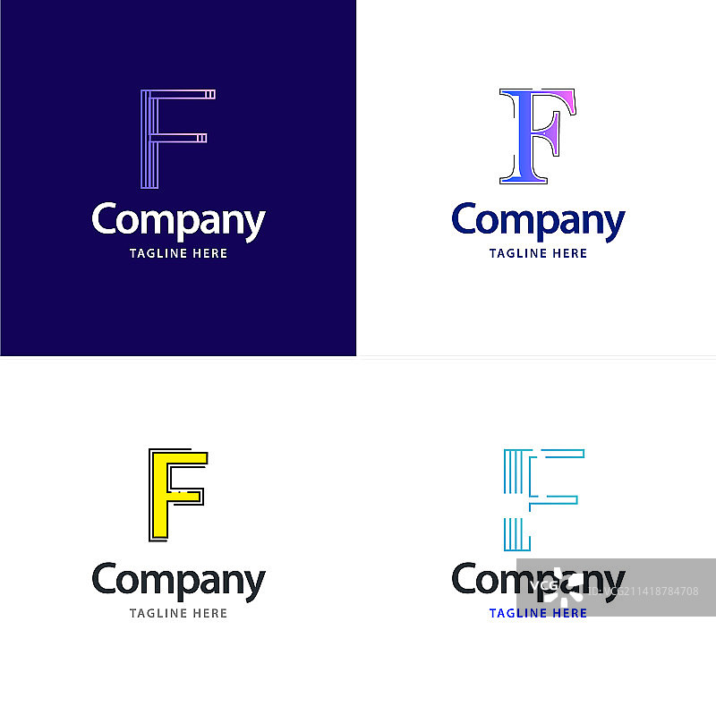 字母F大logo组合设计创意图片素材
