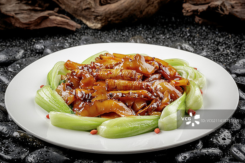 传统鲁菜葱烧蹄筋图片素材