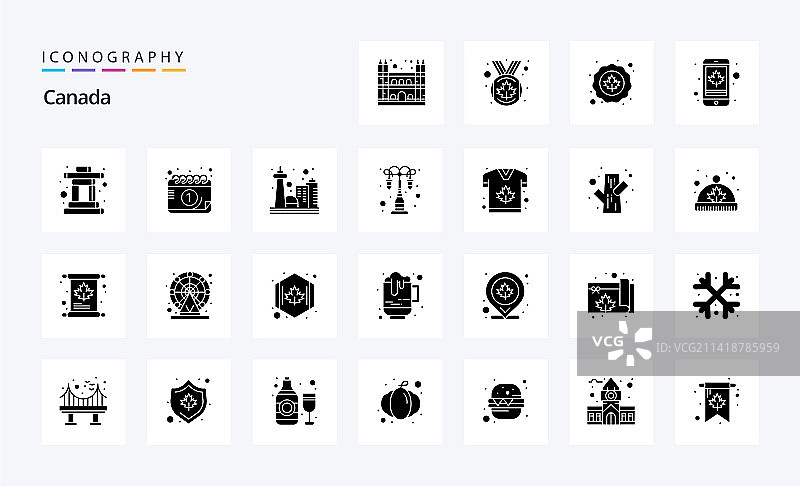 25个加拿大实心图标包图片素材