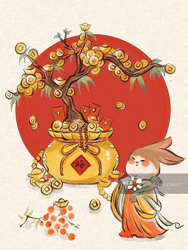 钱兔无量图片素材