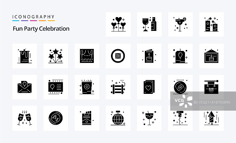 25个聚会实体字形图标包图片素材