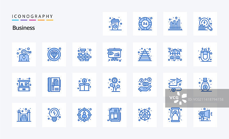 25个蓝色商务图标包图片素材
