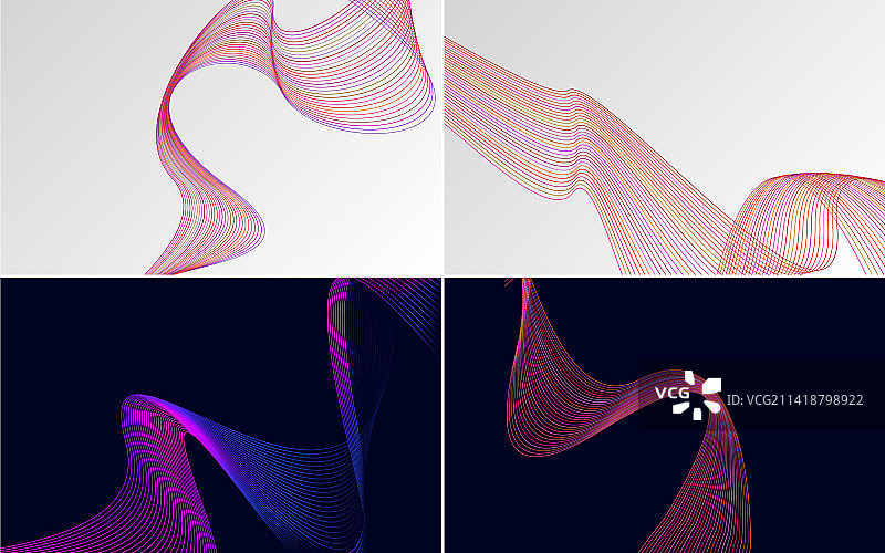 4组几何波浪背景图片素材