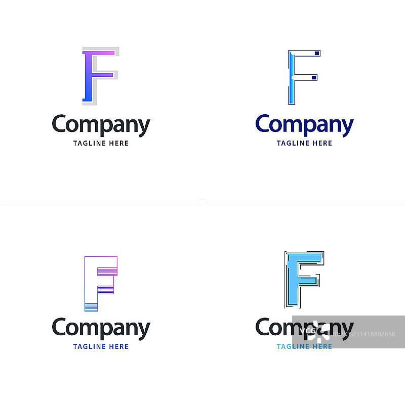 字母F大logo组合设计创意图片素材