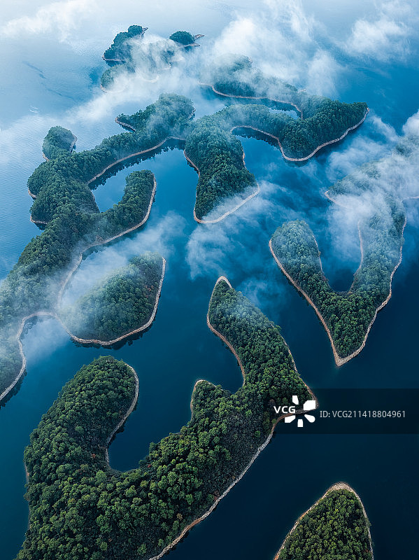 浙江杭州 千岛湖 航拍高视角图片素材