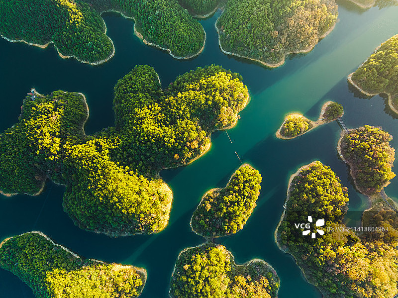 浙江杭州 千岛湖 航拍高视角图片素材