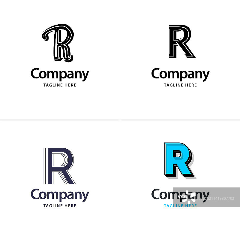 字母R创意现代Logo设计包图片素材