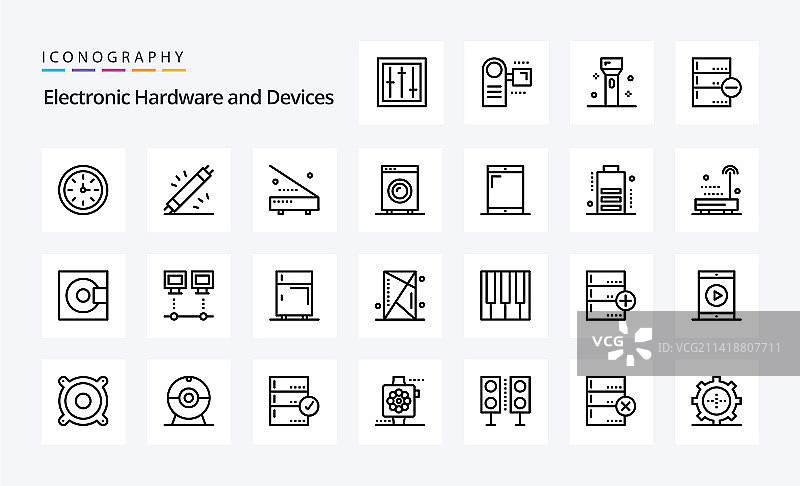 25个设备线性图标包图片素材