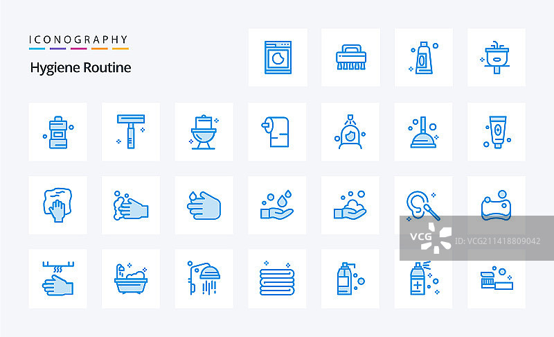 25个卫生习惯蓝色图标包图片素材