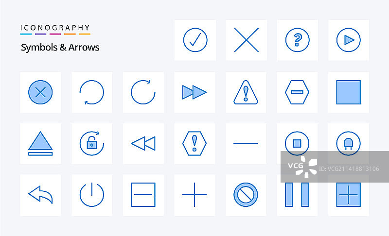25个蓝色箭头符号图标包图片素材