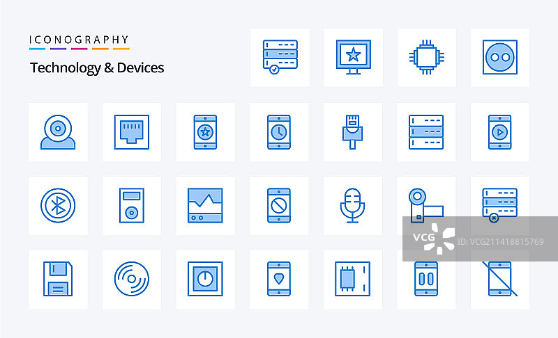 25个蓝色设备图标包图片素材