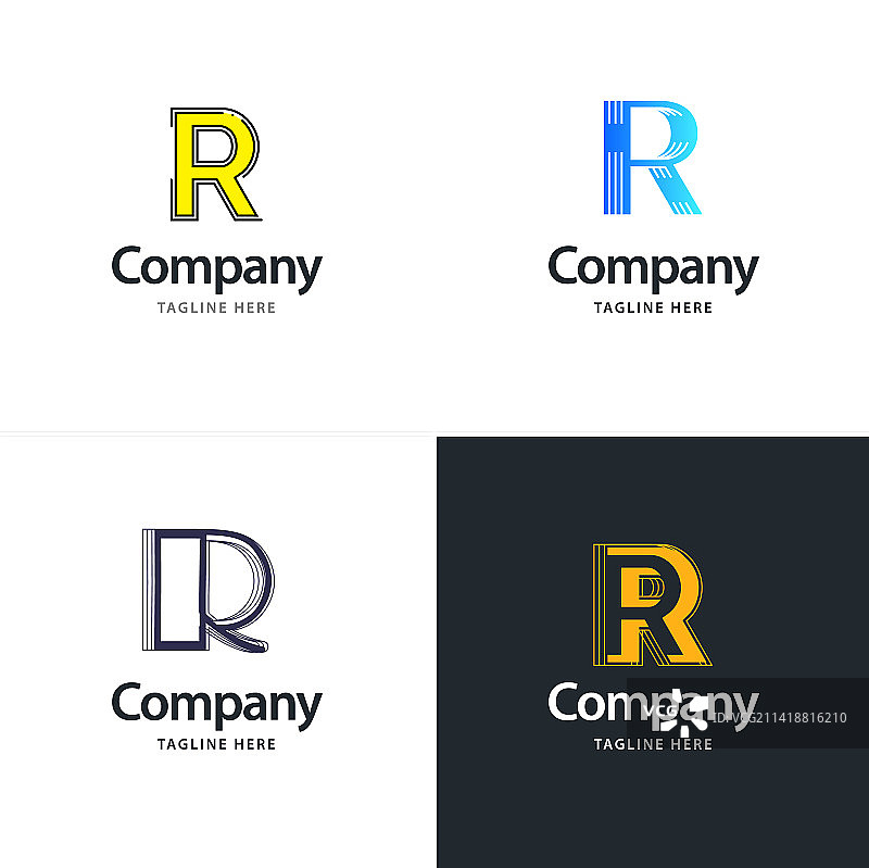 字母R创意现代Logo设计包图片素材