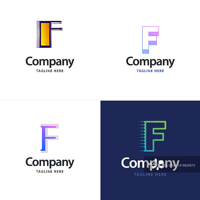 字母F大logo组合设计创意图片素材