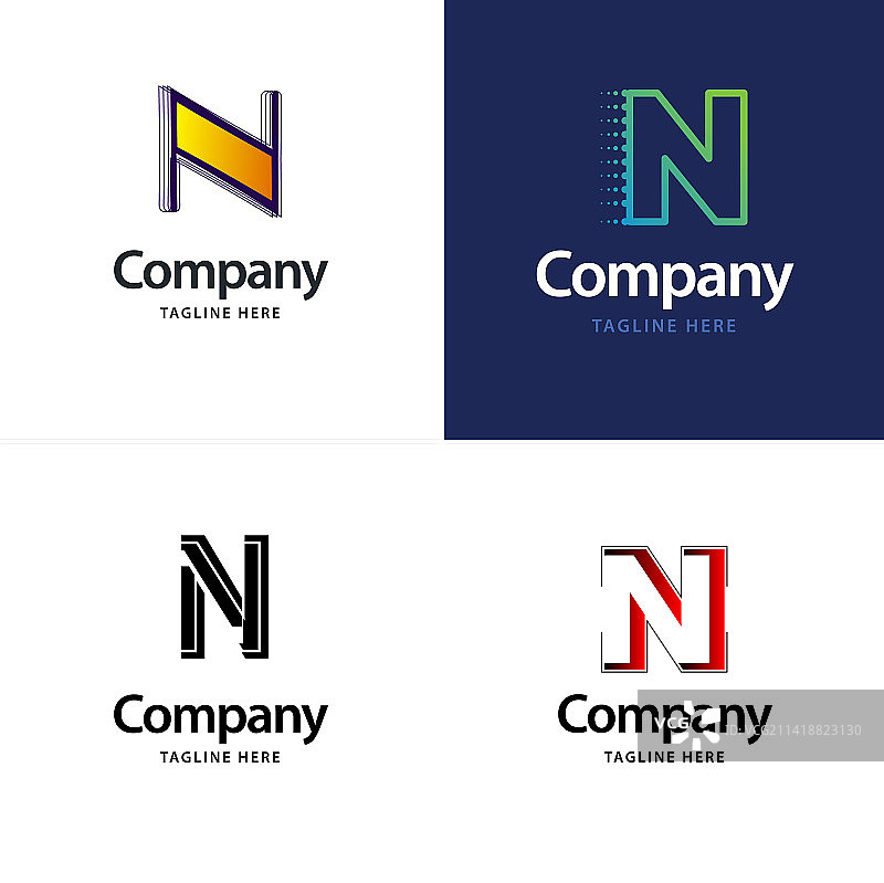 N字母创意现代标志包设计图片素材