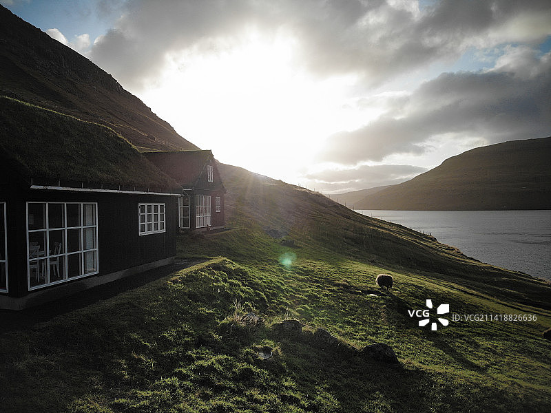 北欧法罗群岛的航拍风光图片素材