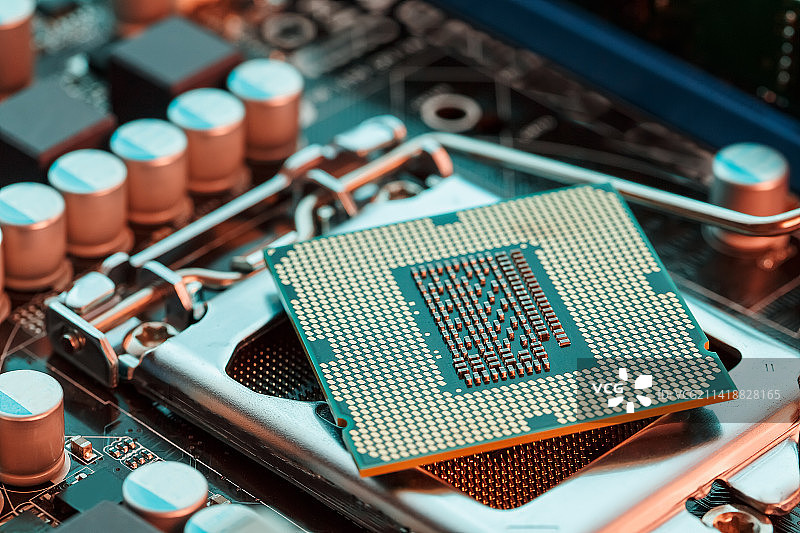 CPU芯片处理器特写，选择性聚焦，罗马尼亚图片素材