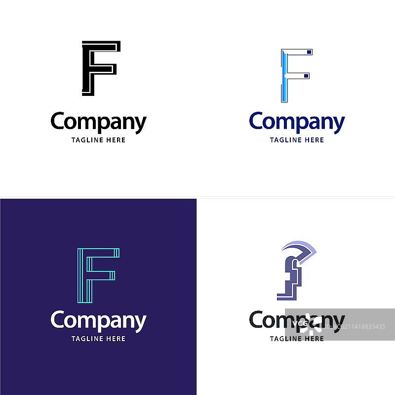 字母F大logo组合设计创意图片素材