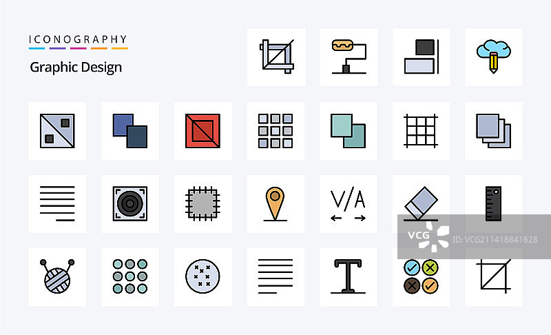 25个设计线性填充风格图标包图片素材
