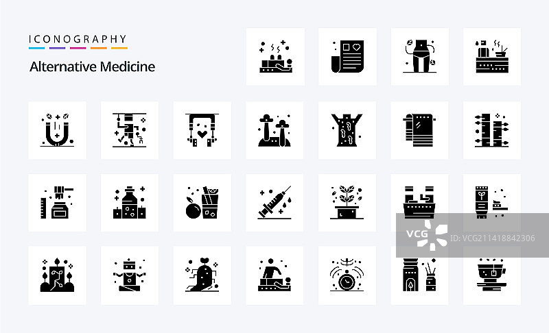 25个替代医学实体字形图标包图片素材