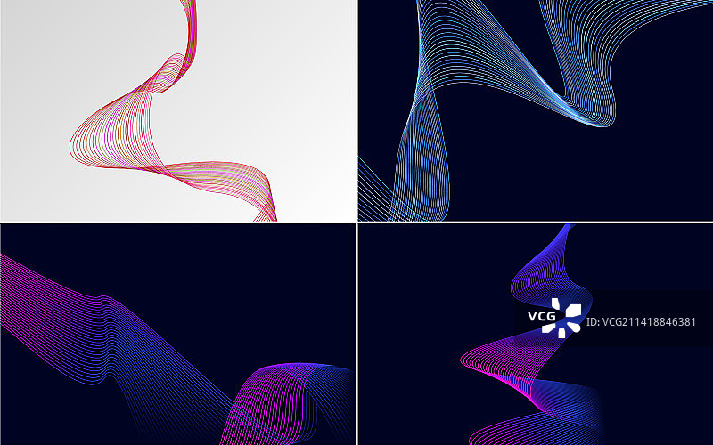 4组几何波浪背景图片素材