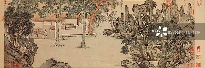 北京中国国家博物馆真赏斋图明代文徵明28.6X79.0cm图片素材