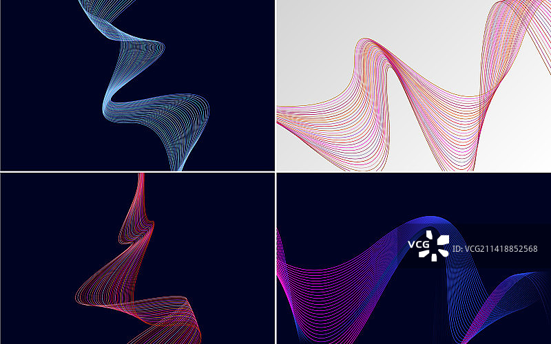 4组几何波浪背景图片素材