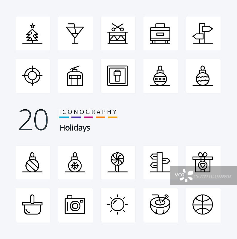 20个节日食品礼品线性图标包图片素材