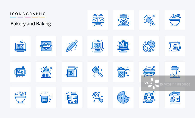 25个烘焙蓝色图标包图片素材