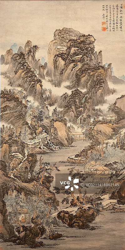 北京中国国家博物馆大痴山水图清代石溪165.0X81.8cm上海博物馆藏品图片素材